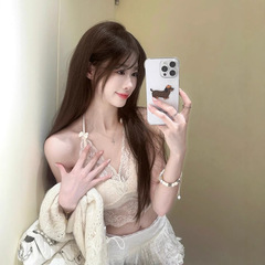纯欲甜辣蕾丝挂脖吊带背心女秋冬设计感内搭花边镂空叠穿小上衣