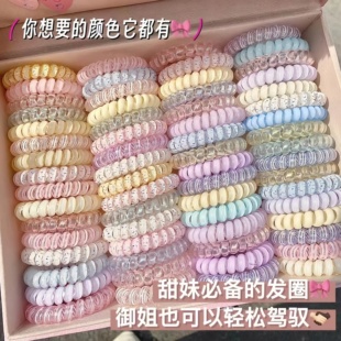 高品质波点电话线发圈夏天清新百搭发绳耐用皮筋女扎头高弹力颜值