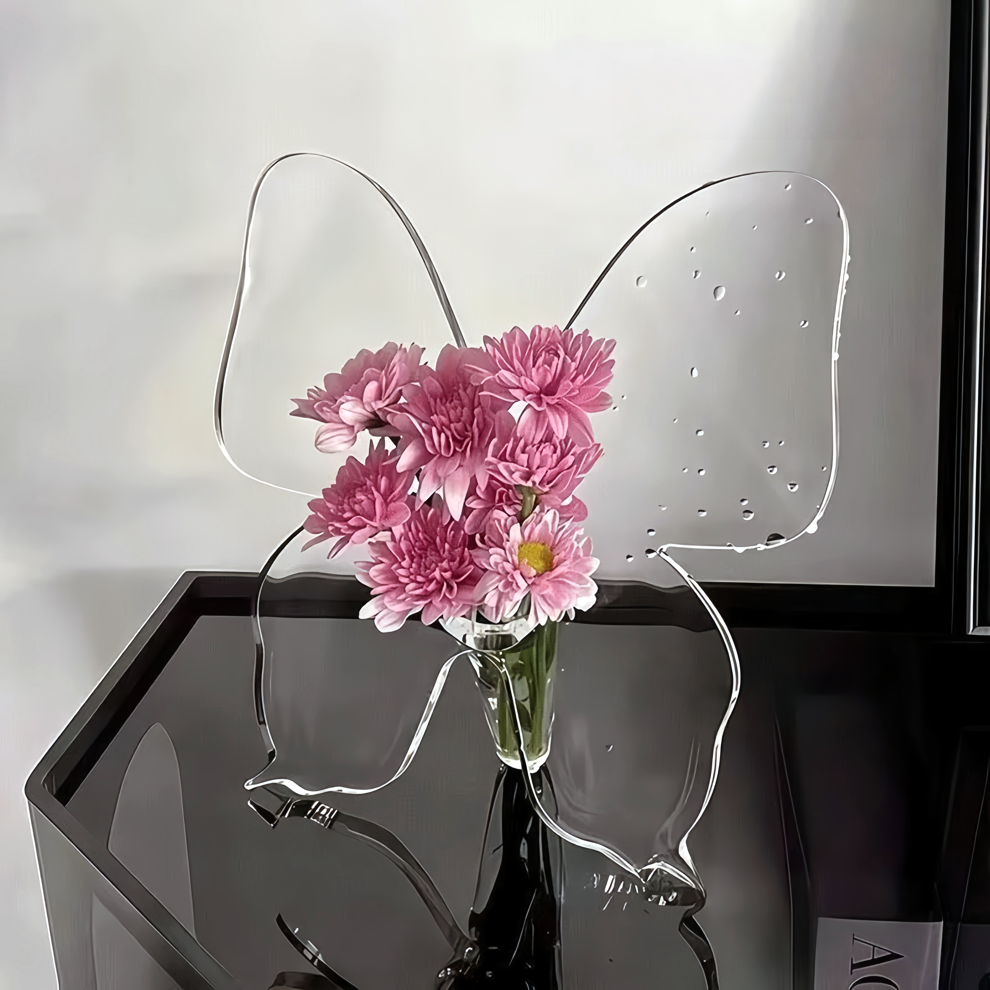 家居小红书亚克力轻奢高级感蝴蝶花瓶创意艺术相框花瓶水培插花器