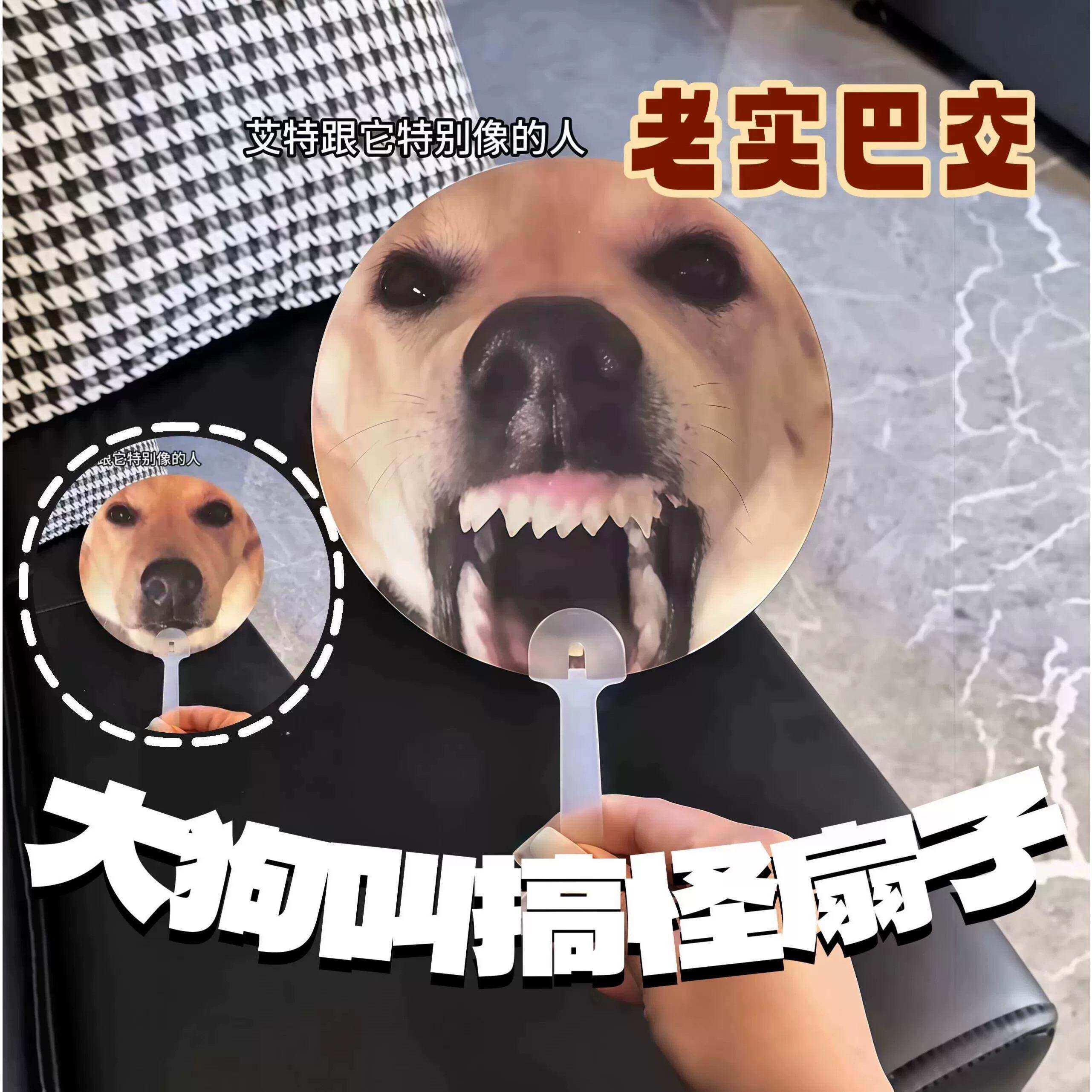 小红书同款大狗叫耄耋猫叫变化光栅扇二变夏季可携式搞怪手持清凉