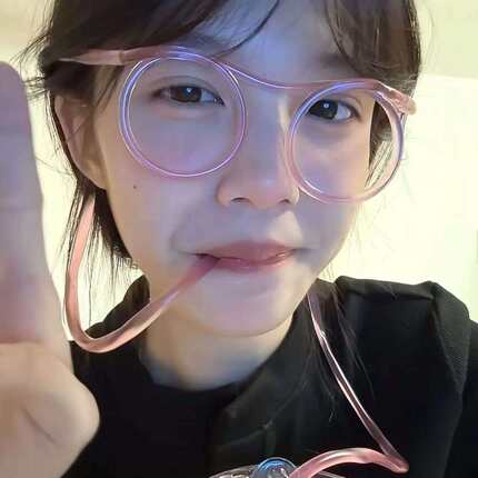 网红创意个性卡通眼镜吸管趣味喝水眼镜搞怪吸水夏天懒人喝水神器