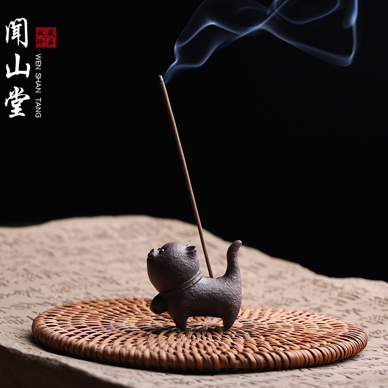 宜兴紫砂茶宠摆件故宫猫香插