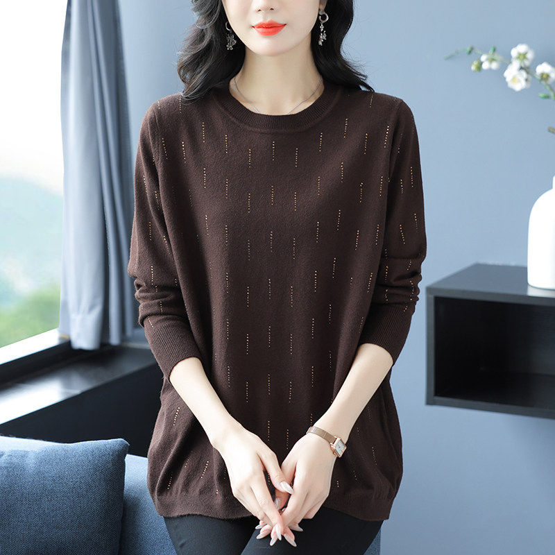 中年妈妈秋冬毛衣女中长款胖mm宽松加肥加大码遮肚藏肉上衣打底衫