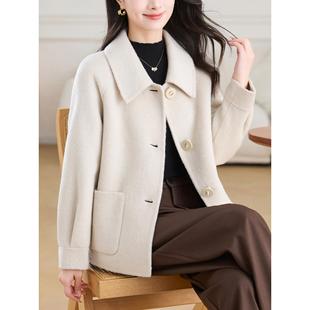 双面羊绒女大衣2025新款秋冬季高级感妈妈加厚短款女士羊毛呢外套