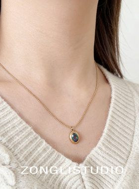 纵里Z24法式蓝松石椭圆锁骨链