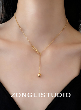 纵里Z12设计师款金色链条项链