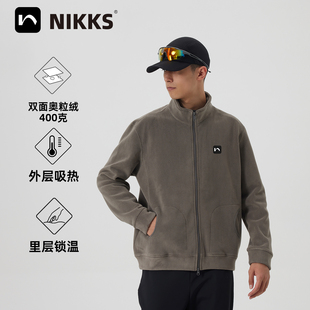 户外抓绒衣男款双面奥粒绒秋冬加绒运动外套立领夹克登山上衣保暖