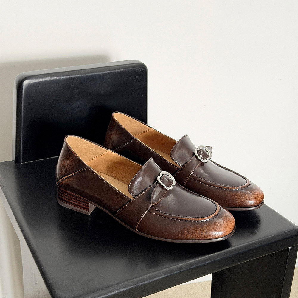 英伦风真皮乐福鞋女复古搭扣圆头低跟单鞋百搭2026新款不累脚单鞋,女鞋,乐福鞋（豆豆鞋）,淘宝优惠券,粉丝福利购,淘宝优惠卷