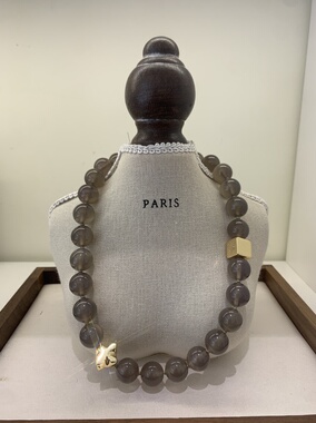 店主推荐灰玛瑙烟灰色项链手链