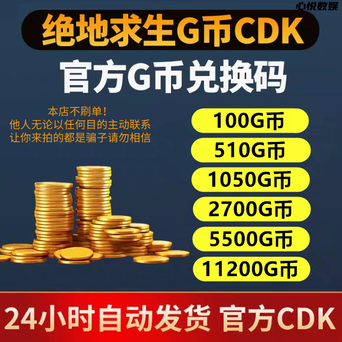 PUBGG币绝地求生G币金币CDK吃鸡g币游戏币点卷货币充值皮肤