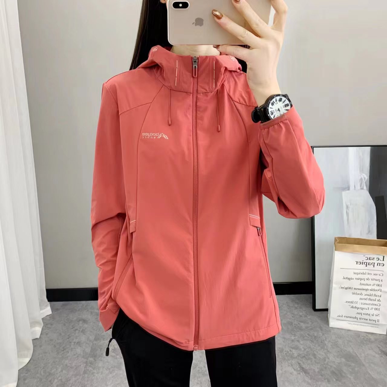 2K258春夏休闲单衣户外防晒衣女防紫外线薄款透气弹力速干衣外套