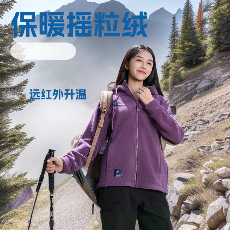 跨境奥粒绒颗粒绒外套加绒抓绒上衣女户外抓绒衣摇粒绒外套男户外