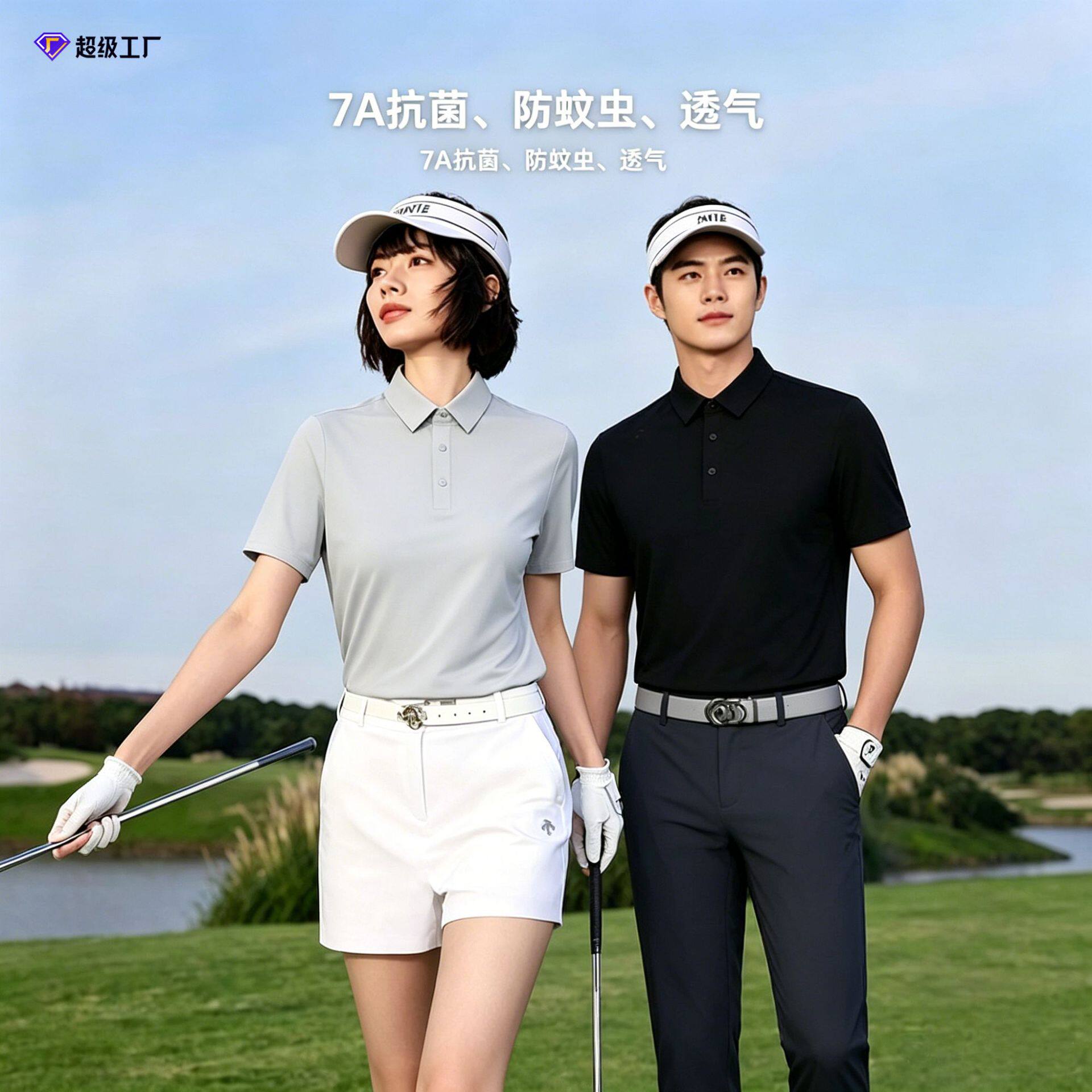 高尔夫短袖运动t恤网球服男网球polo衫速干polo女氨纶锦纶t恤上衣