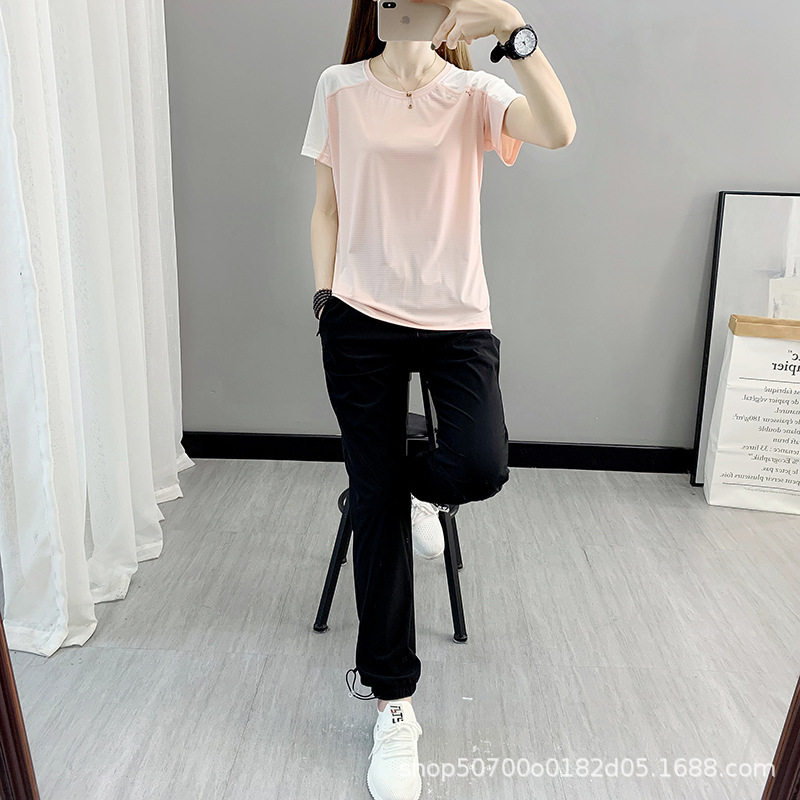 新款速干衣女短袖跑步户外健身宽松运动迷彩跳操训练冰丝透气T恤