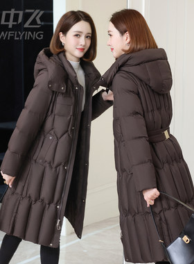 雪中飞羽绒服女2026冬季新款中长款过膝洋气显瘦妈妈防寒服冬外套