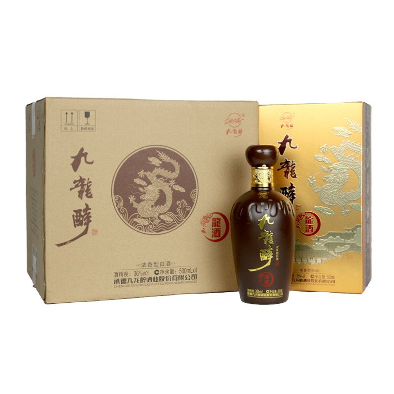 河北九龙醉 九龙醉龙酒 纯粮 36度浓香型白酒500ml*4瓶【整箱】图片