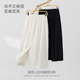 亚麻花苞半身裙女高腰A字显瘦遮肉透气垂感极简风松紧腰