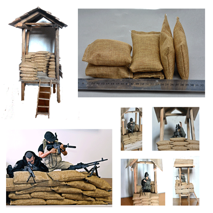 1:6兵人 12英寸散件 场景组件 二战现代工事掩体 地台道具  沙包