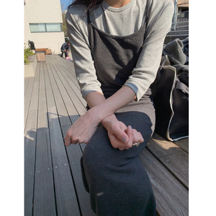 月亮家「灵魂grey」 2025夏季新款韩国东大门高级感极简灰T恤打底