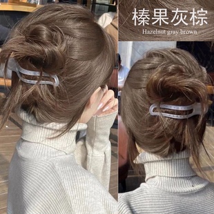 榛果灰棕色染发剂膏女天然植物纯无刺激2026显白自己在家染头发