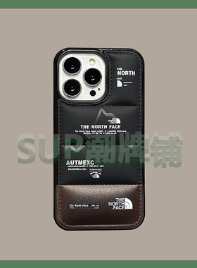 原创个性潮牌北面雪山羽绒服iPhone15ProMax手机壳创意时尚适用苹果14ProMax冬季情侣15新款13Pro防摔保护套