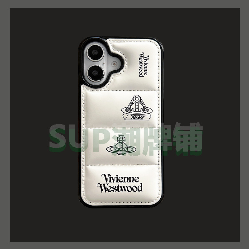 潮牌西太后联名款羽绒服iphone15羽绒服手机壳 苹果14por max保护套 13全包12防摔软 秋冬款防冻防汗11