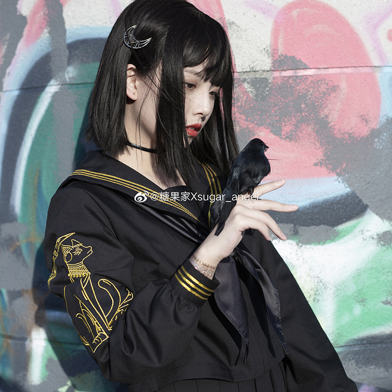 【糖果家】曜月原创水手服正统jk制服不良制服裙黑色长中短关西襟