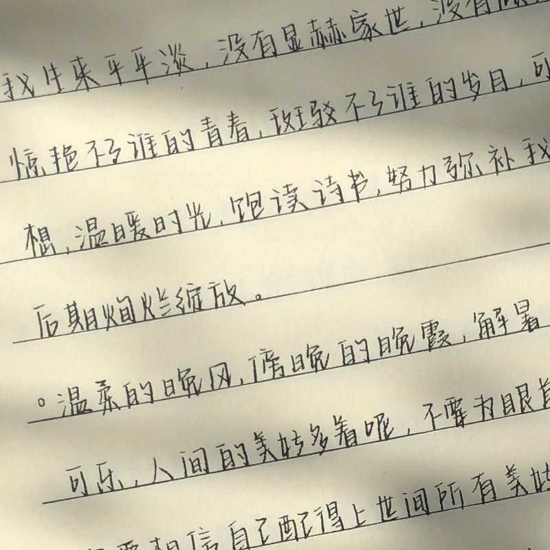 手写漂亮楷书硬笔中学生练字贴