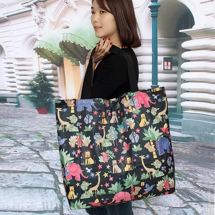 大号时尚折叠拉链包加厚手提袋牛津衣服旅行袋便携防水环保购物袋