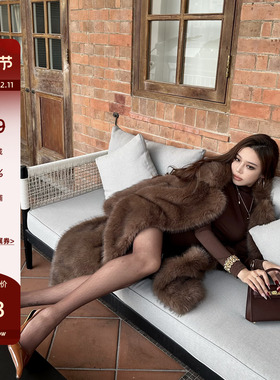 LUV2SHY 现货 罗马金狐 高级感仿皮草欧美风环保毛毛长款外套大衣