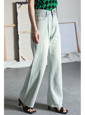 LADYS DIARY原创设计女装新款直筒牛仔裤女宽松显瘦气质阔腿裤子