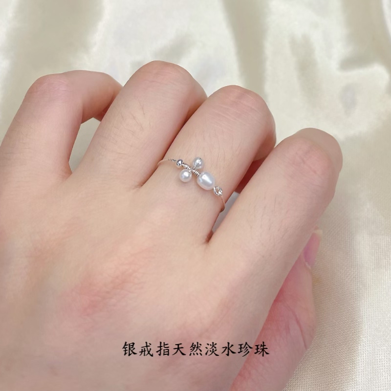 原创设计天然淡水珍珠戒指小众设计感高级轻奢指环925纯银不掉色