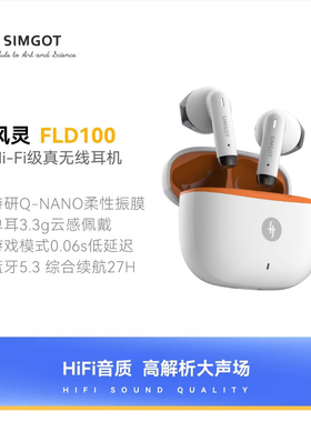 兴戈风灵FLD100真无线半入耳式降噪蓝牙耳机长续航久戴不痛高音质
