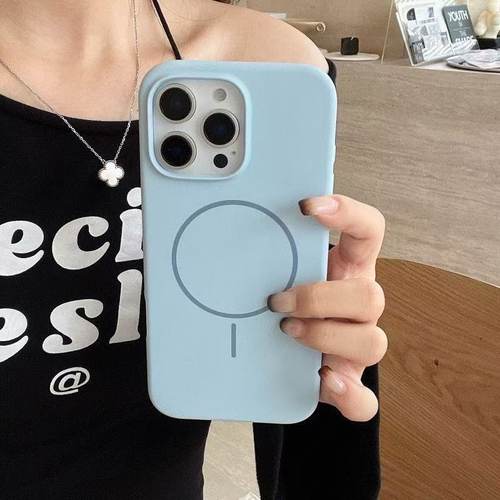 糖果色液态硅胶适用苹果16手机壳磁吸壳13promax高级感15pro磨砂16plus