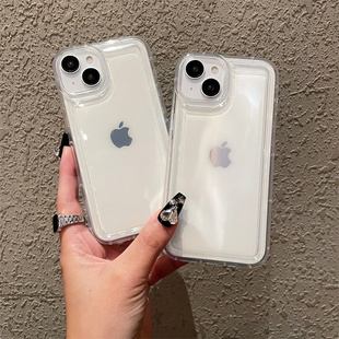 适用苹果16PRO减震相框气囊透明手机壳iPhoneXS/11简约防摔tpu保护套16e
