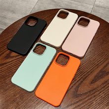 适用苹果16PROMAX简约防摔皮纹手机壳iphone11/XR纯色tpu保护套14
