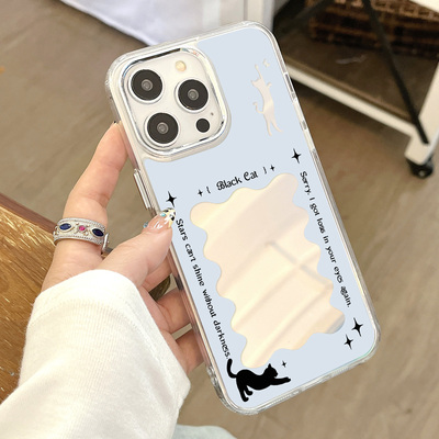 亚克力镜面适用苹果17PRO樱桃蝴蝶结ins手机壳iphone7P/15豹纹蝴蝶结防摔硬保护套