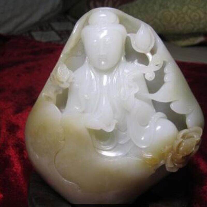 Suet White jade Carved Purdue beings Please keep me safe Nanhai Guanyin Nephrite  Lotus a buddism godness guanyin Decorationin the Jewelry/Diamond/Jade/Gold , And nephrite , Other  category - from Buy2taobao.com to provide professional Taobao agent buy service
