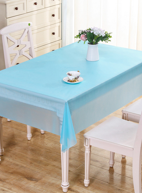 蓝色一次性桌布户外餐垫台布防水儿童长方形家用饭店生日派对聚会