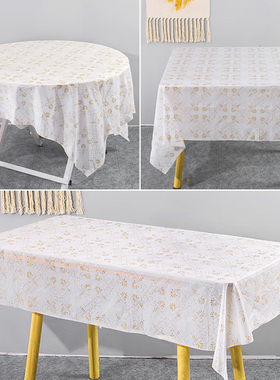 金花一次性桌布加厚防水茶几防油圆桌长方形台布印花餐桌布大排档