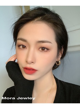 Mora Jewelry 高品质冷淡风小众 交叉几何通勤圆圈耳环高级感耳饰