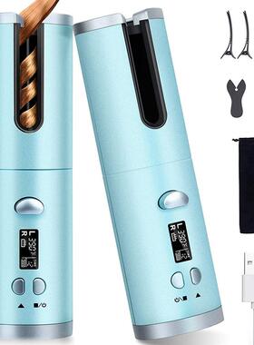 Cordless Hair Curler Automatic Rotating Curling Iron Portabl