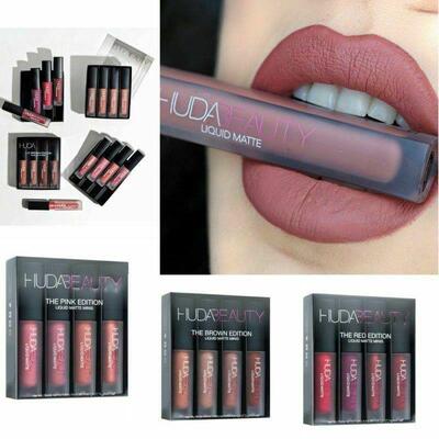 4Pcs/Set HUDA Lip Gloss Mini Lip Glaze Set Four Matte Waproo