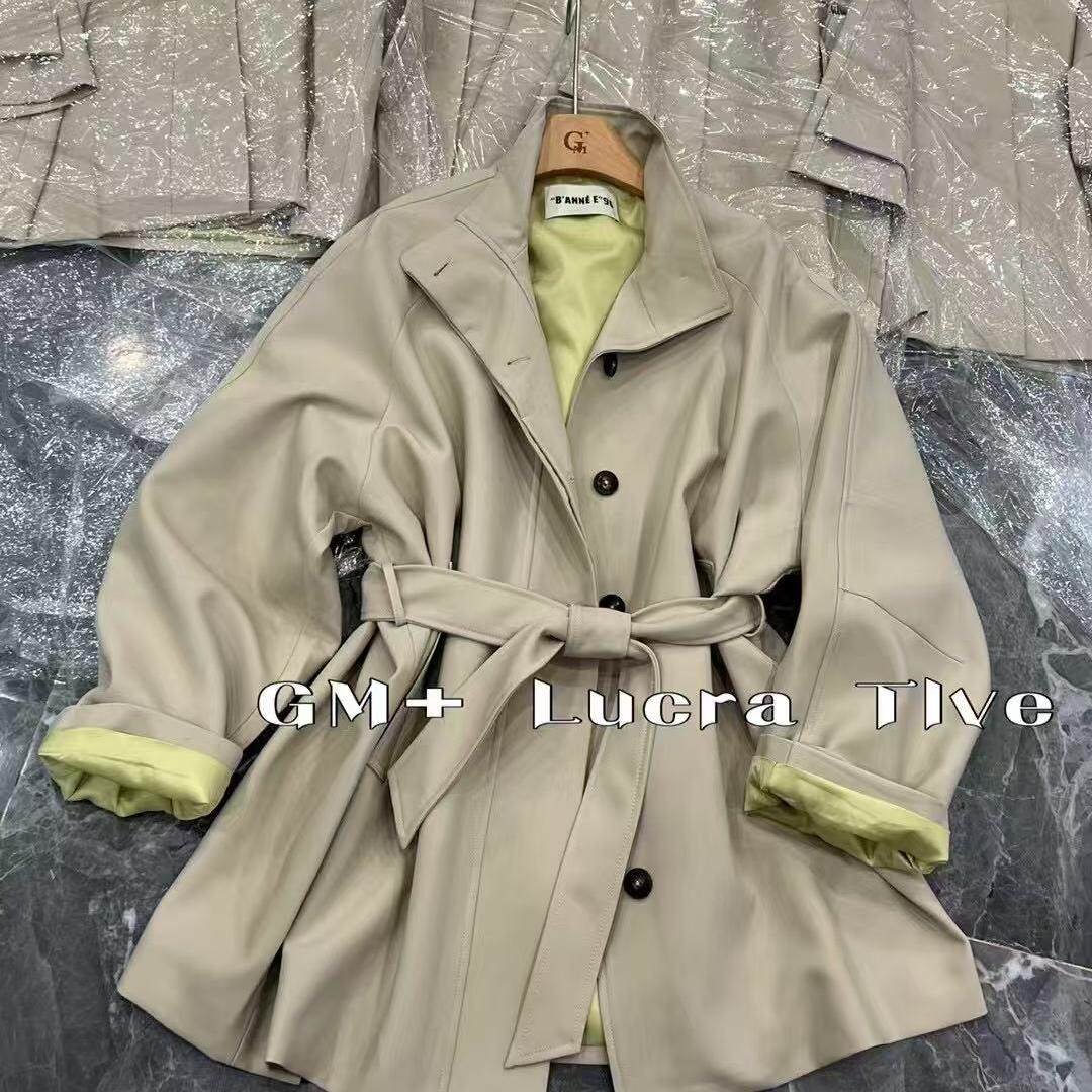 现货欧洲站新款洋气百搭显瘦宽松休闲风衣外套女