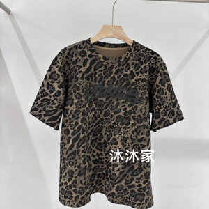 欧洲站现货2025早秋新款圆领洋气百搭显瘦字母豹纹宽松短袖T恤女