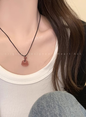 #1433studio晶编织绳猫爪吊坠项链女款甜美小众高级感锁骨链配饰