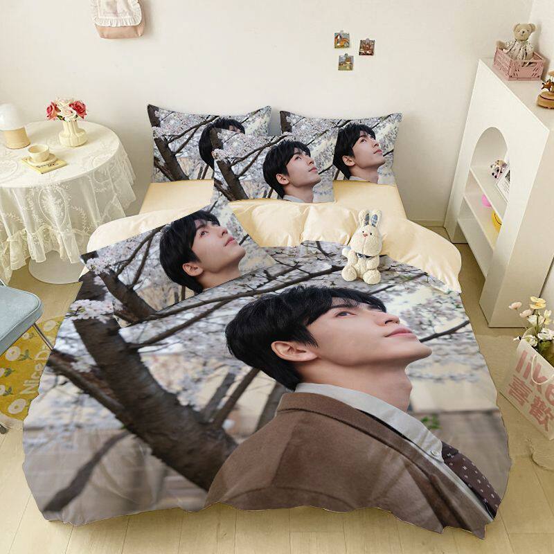 张凌赫磨毛明星四件套帅气小鲜肉三件套女生学生宿舍寝室单人被套