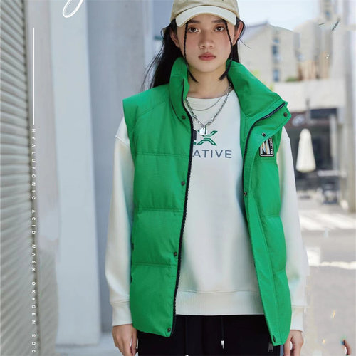 冬季新款男女同款马甲情侣蜂巢无袖白马夹