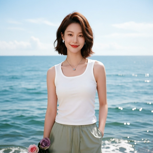 春夏新透气背心U领半包无痕内衣罩杯一体修身内搭可外穿无袖上衣