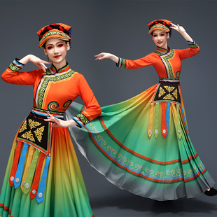 新款彝族舞蹈服装女阿嬷的故事哈尼彝族舞蹈少数民族开场舞大摆裙